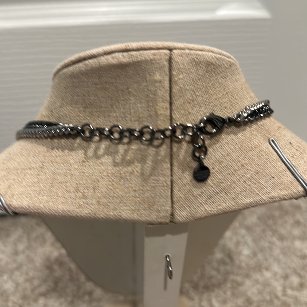 Stella and Dot Hematite/Silver Statement Bib Necklace - Picture 3 of 3